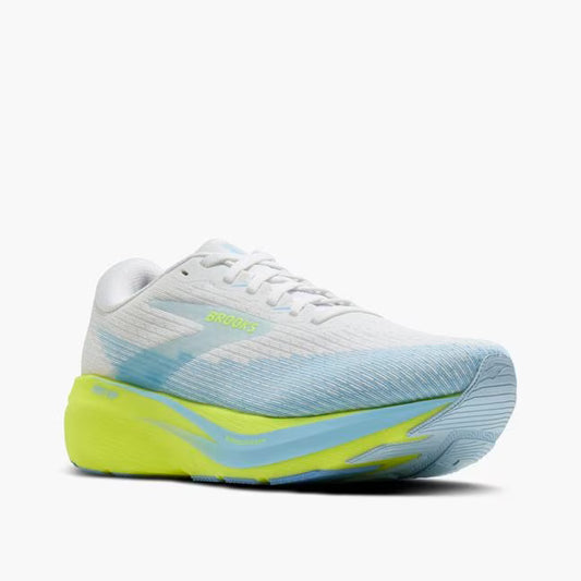 Brooks Women's Ghost Amp Sneaker in White/Blue/Nightlife