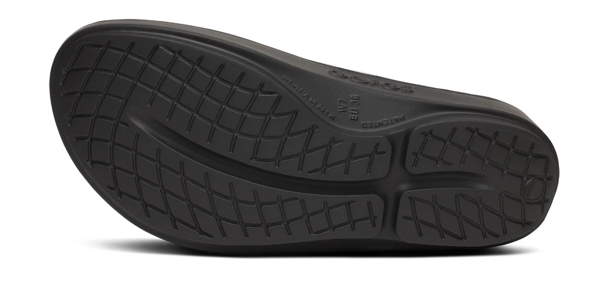 OOfos Women's OOlala Luxe Thong Flip Sandal in Shimmer Blue