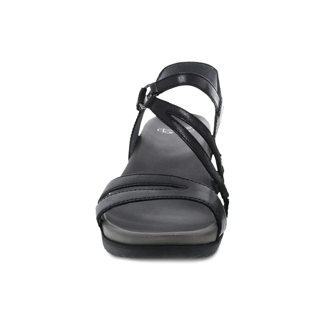 Dansko Women's Addyson Wedge Sandal in Black Glazed Leather