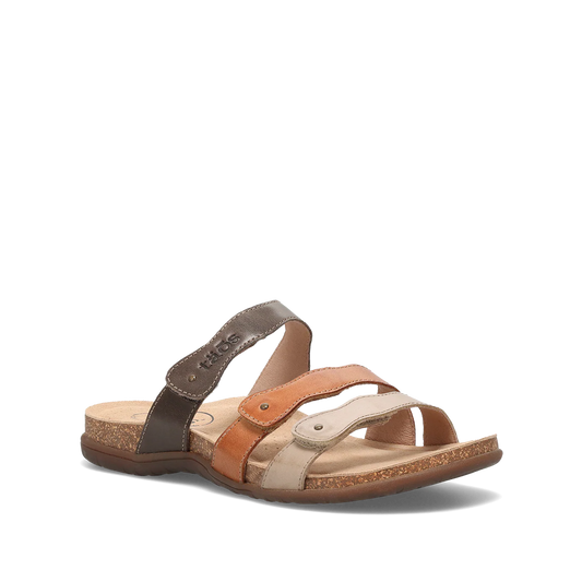 Taos Women's Scribble Slip On Slide Sandal in Brown Multi