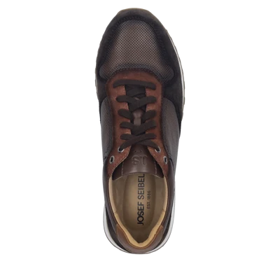 Josef Seibel Men's Axel 01 Lace Sneaker in Brown Moro Suede