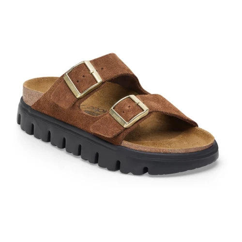 Birkenstock Women's Arizona Chunky Two Strap Sandal in Dark Tea/Black