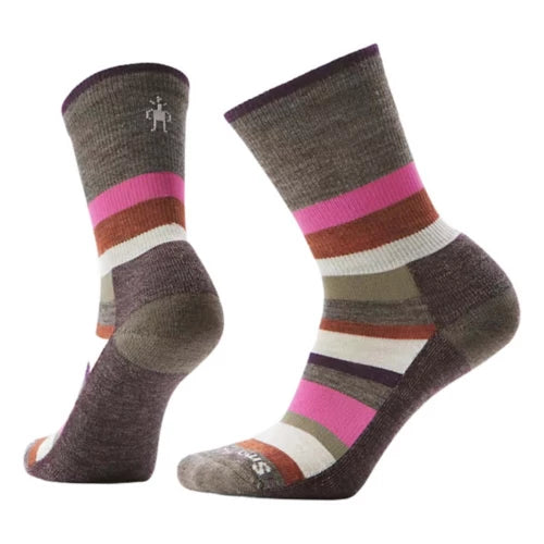 Smartwool Everyday Multi-Stripe Light Cushion Crew Socks in Taupe