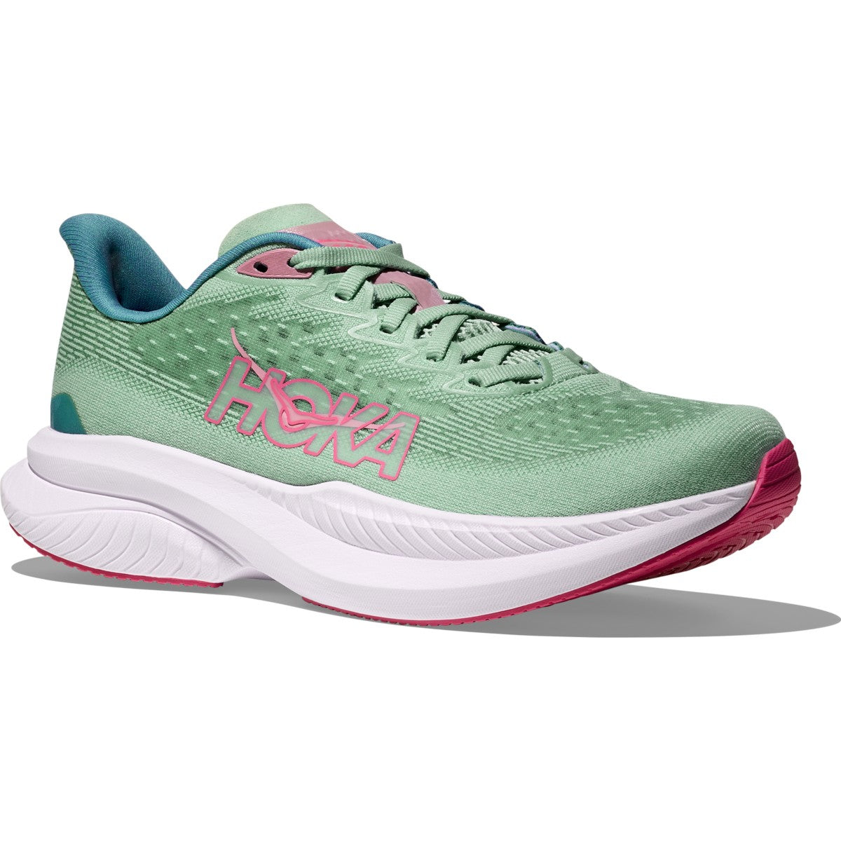 Hoka Women's Mach 6 Sneaker in Jadeite/Alpine Blue