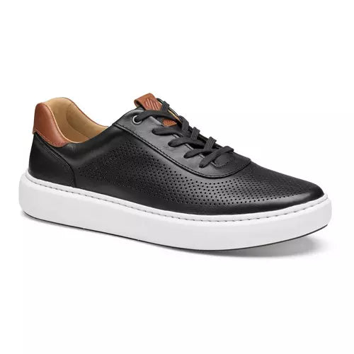 Johnston & Murphy Men's Anders Perfed U-Throat Sneakers in Black Full-Grain Leather