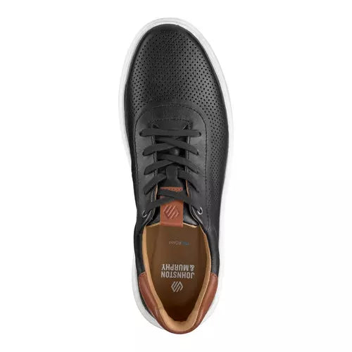 Johnston & Murphy Men's Anders Perfed U-Throat Sneakers in Black Full-Grain Leather