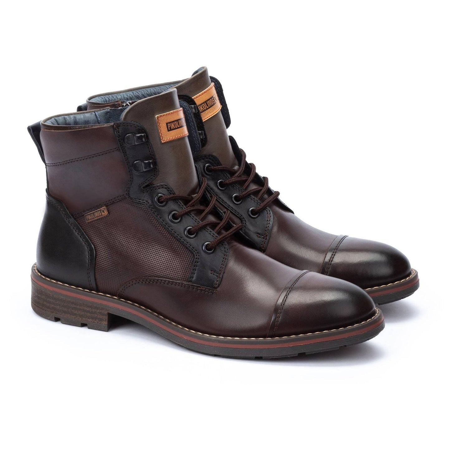 Pikolinos Men's York Side Zip Lace Boot in Olmo Brown