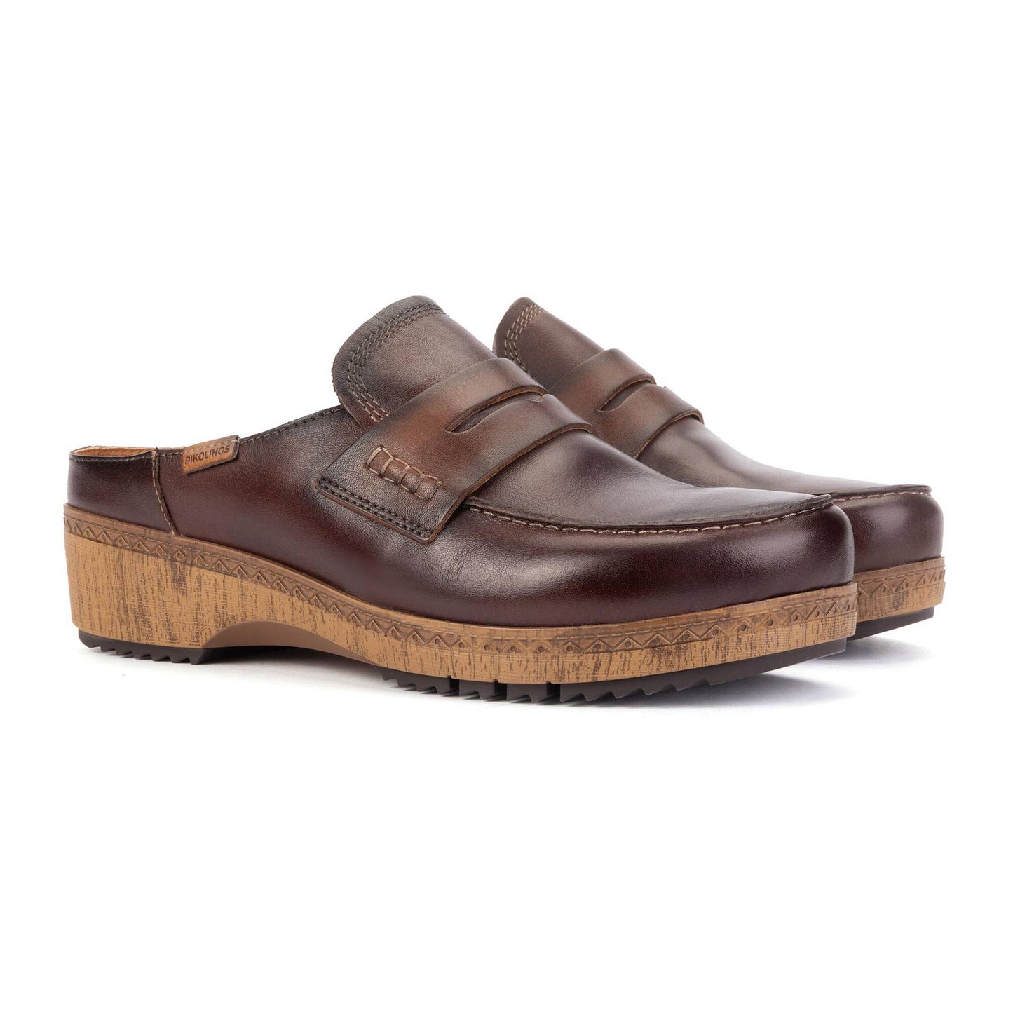 Pikolinos Women's Granada Penny Loafer Clog in Caoba Brown