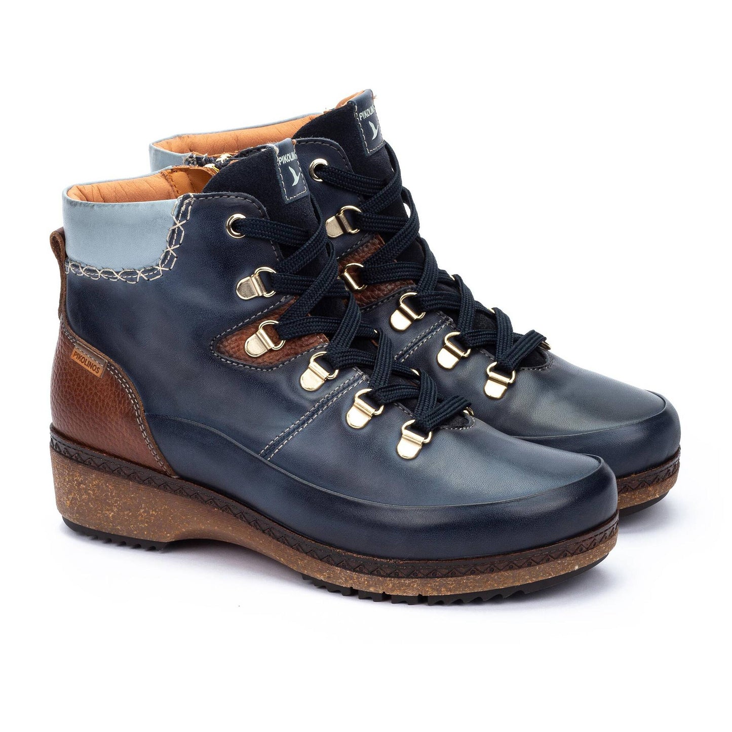 Pikolinos Women's Granada Side Zip Lace Boot in Blue