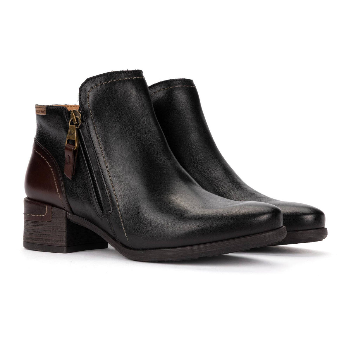 Pikolinos Women's Malaga Low Side Zip Heeled Boot in Black