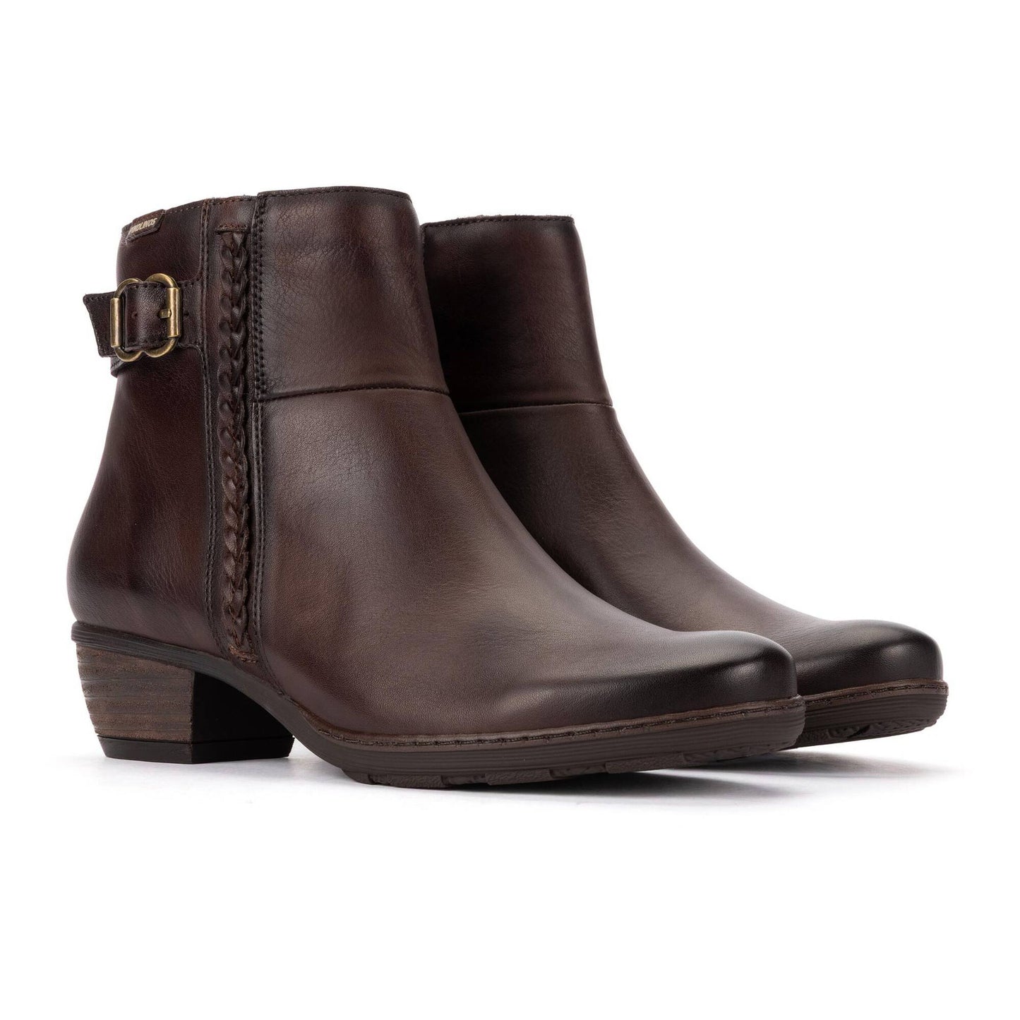 Pikolinos Women's Utiel Low Side Zip Heeled Boot in Caoba