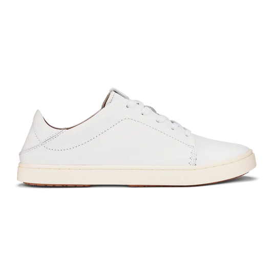OluKai Women's Pehuea Lī ‘Ili Leather Sneaker in White