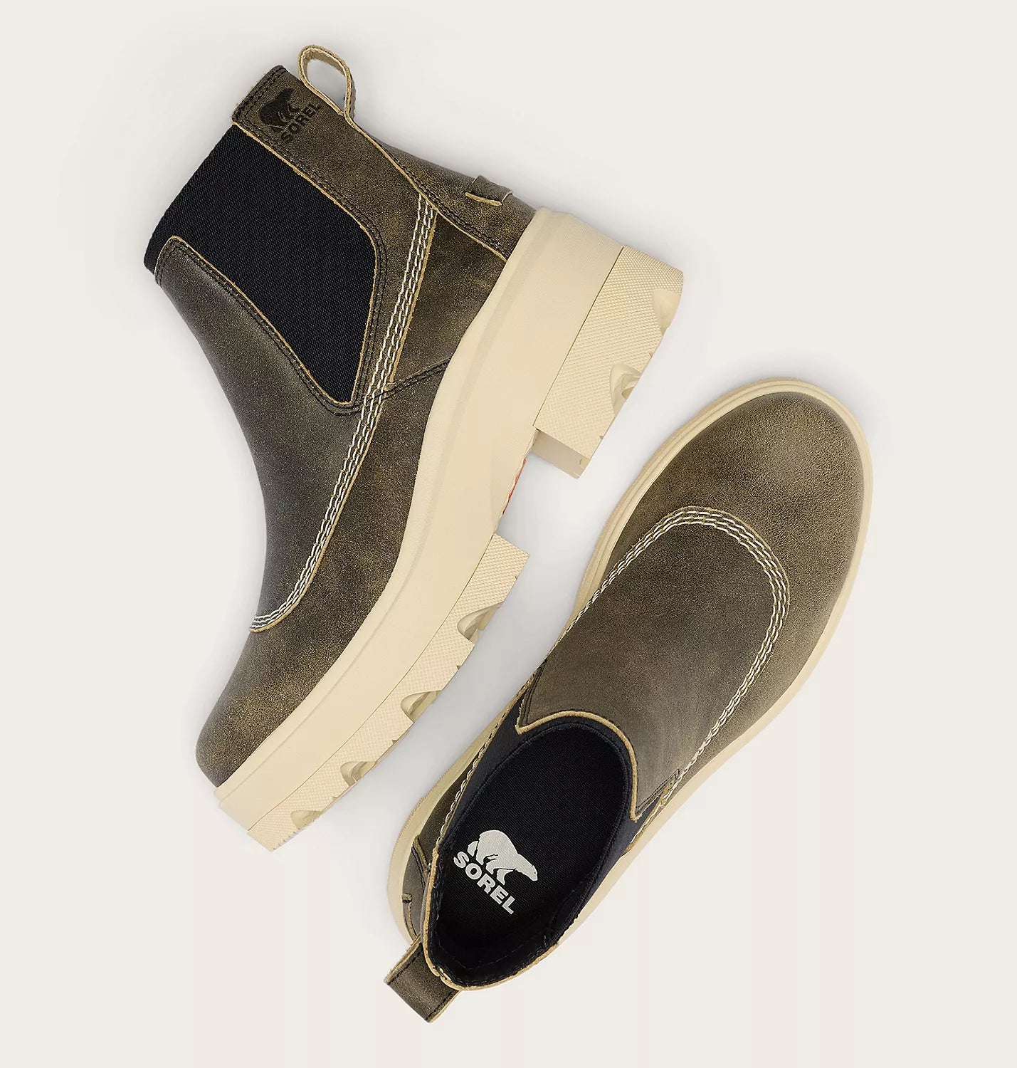 Sorel Women's Joan FRWD Chelsea Boot in Canoe/Bleached Ceramic