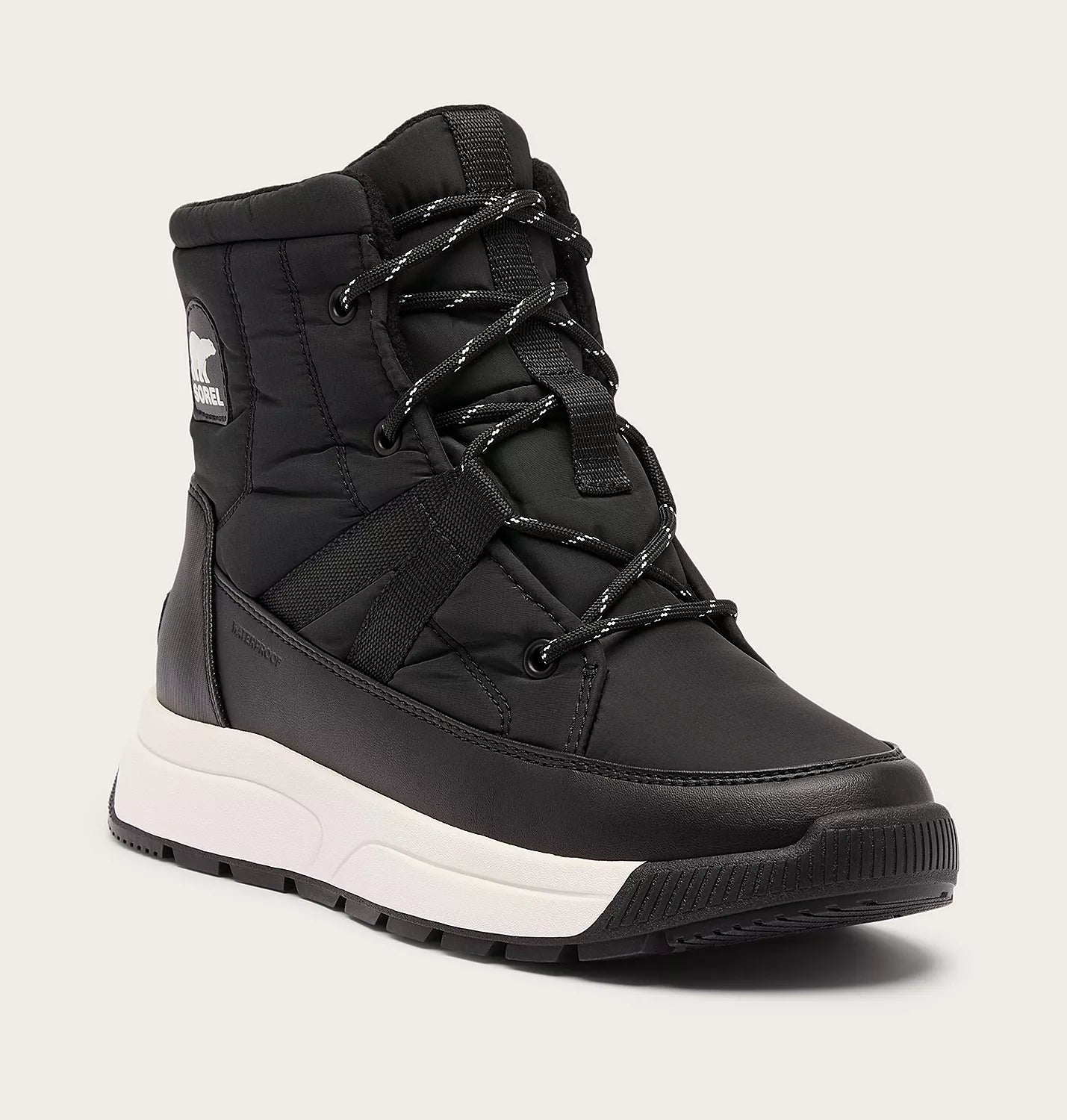 Sorel Women's Whitney III Mid Waterproof Boot in Black/Sea Salt