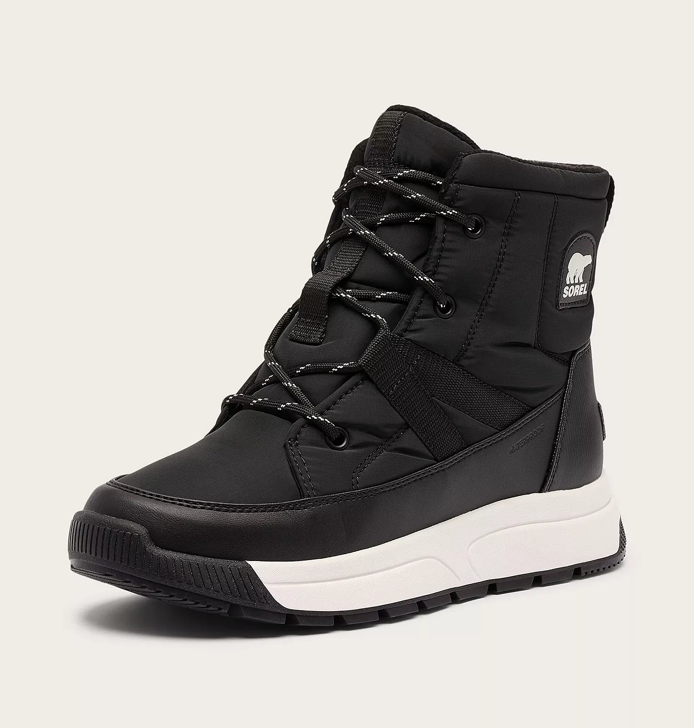 Sorel Women's Whitney III Mid Waterproof Boot in Black/Sea Salt
