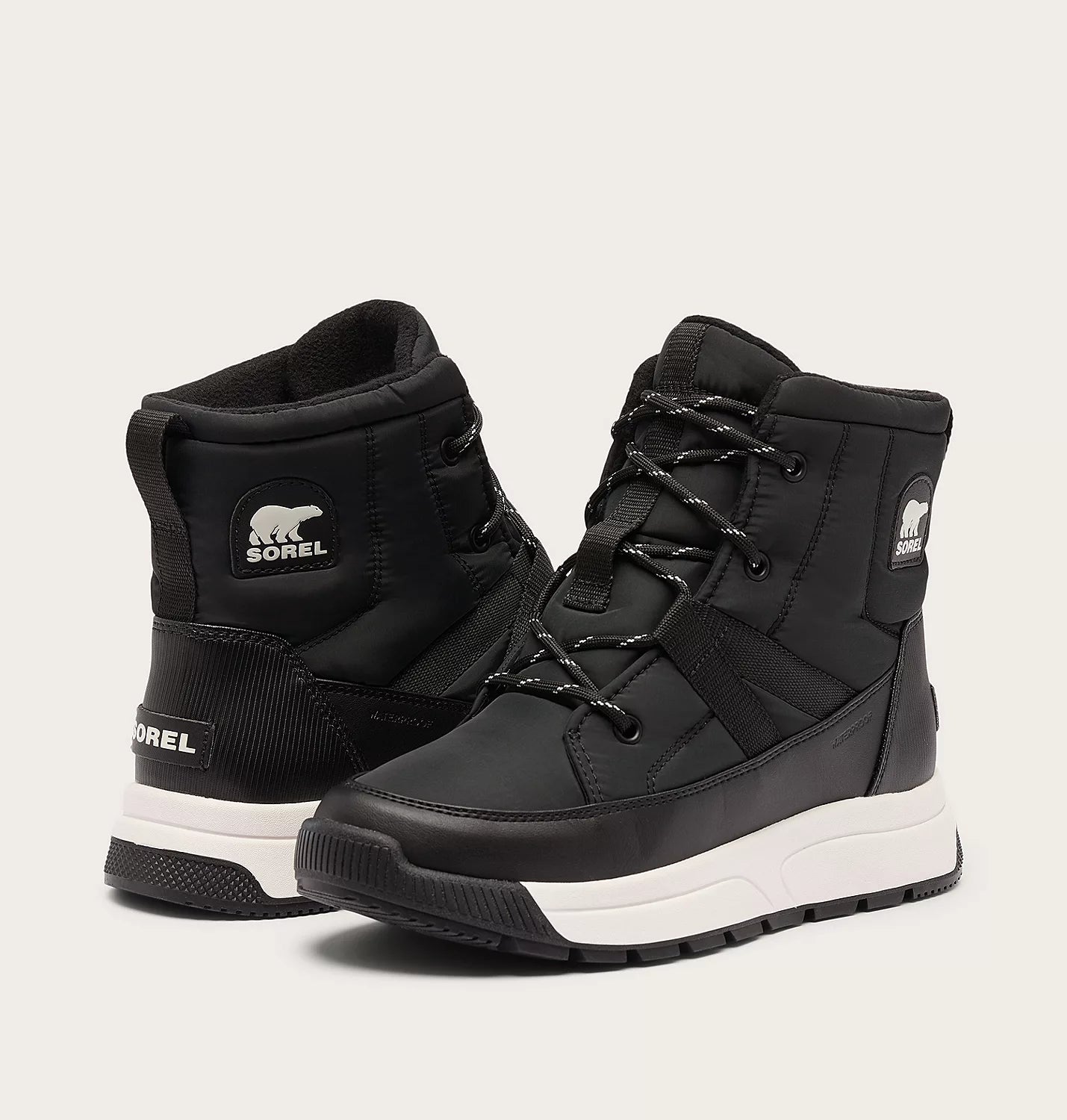 Sorel Women's Whitney III Mid Waterproof Boot in Black/Sea Salt