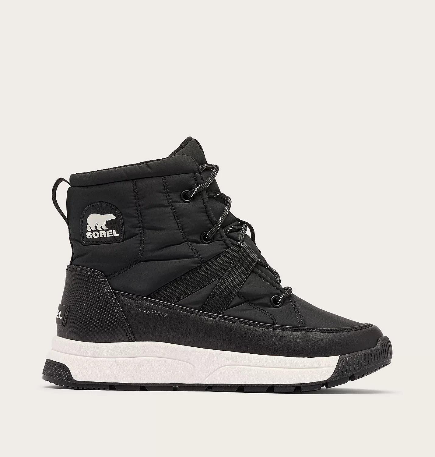 Sorel Women's Whitney III Mid Waterproof Boot in Black/Sea Salt