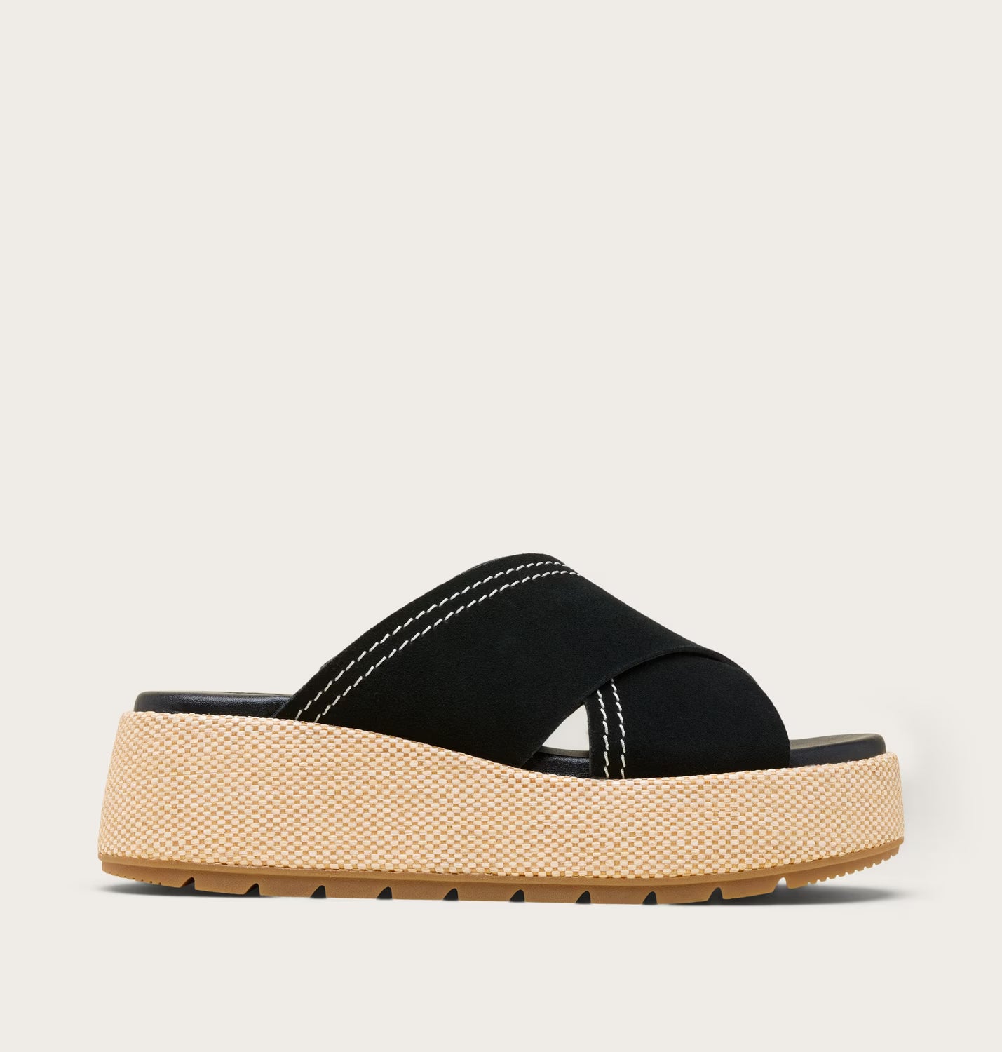 Sorel Women's Sunpeak Platform Slide Sandal in Black/Gum
