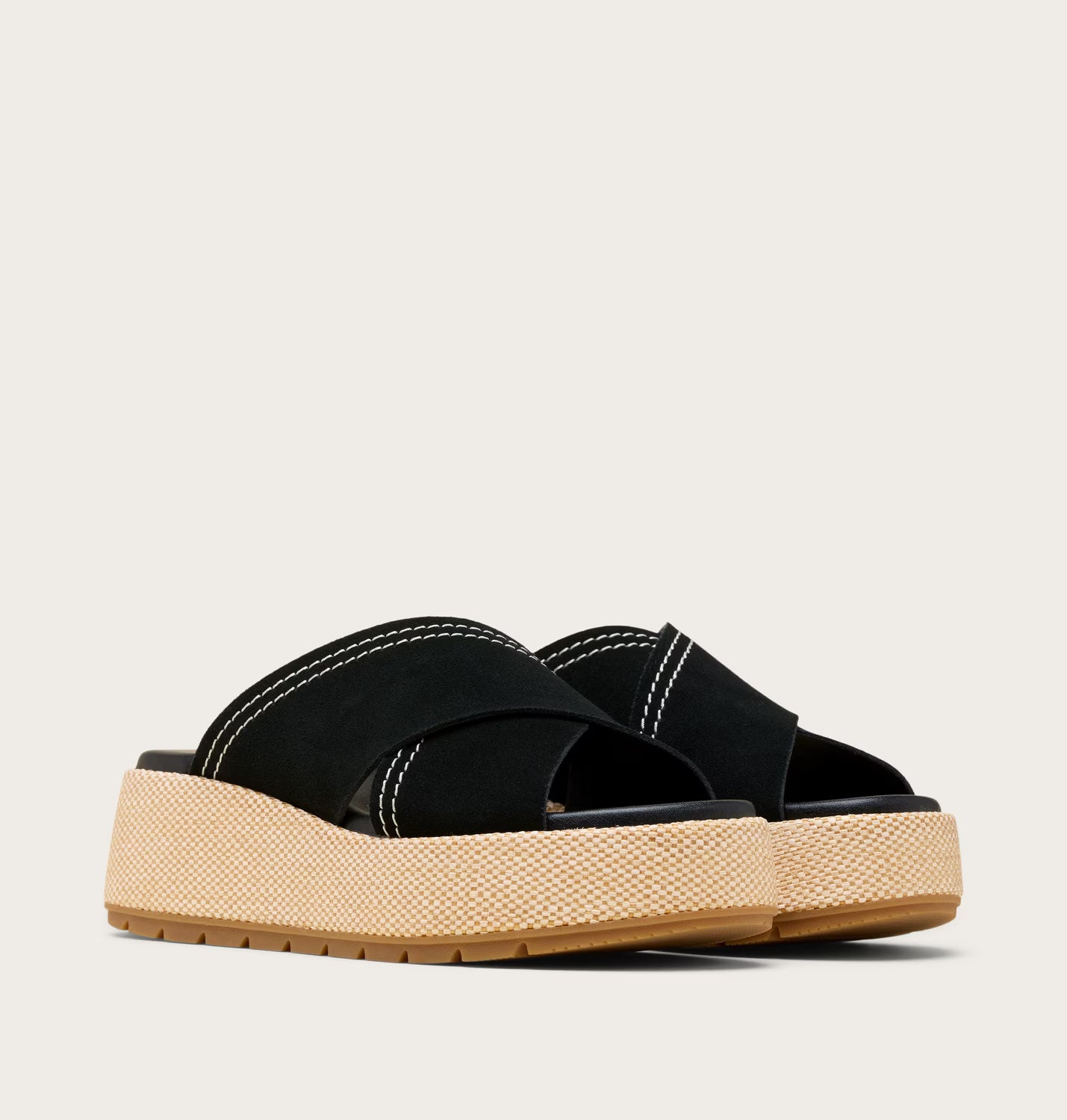Sorel Women's Sunpeak Platform Slide Sandal in Black/Gum