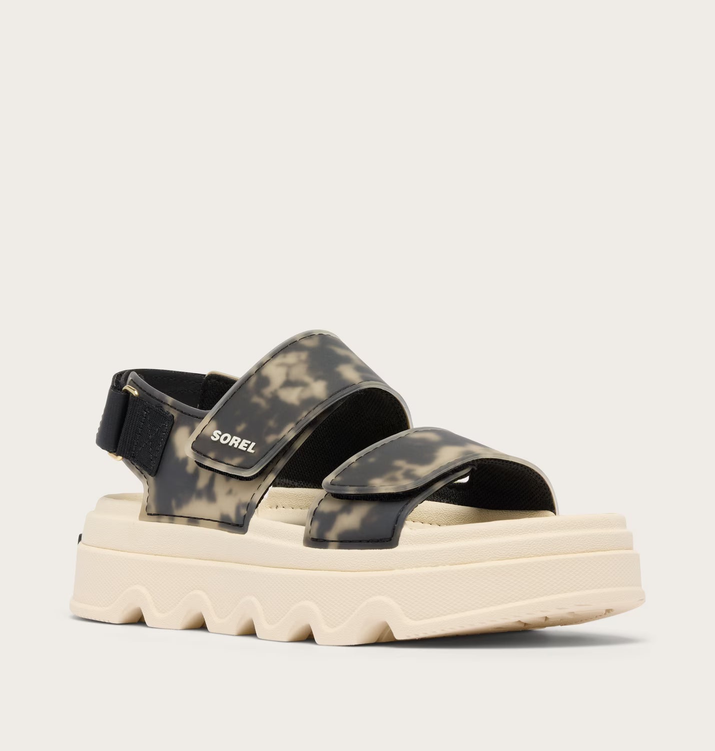 Sorel Women's Kinetic Sunchase Ankle Strap Sandal in Black/Chalk