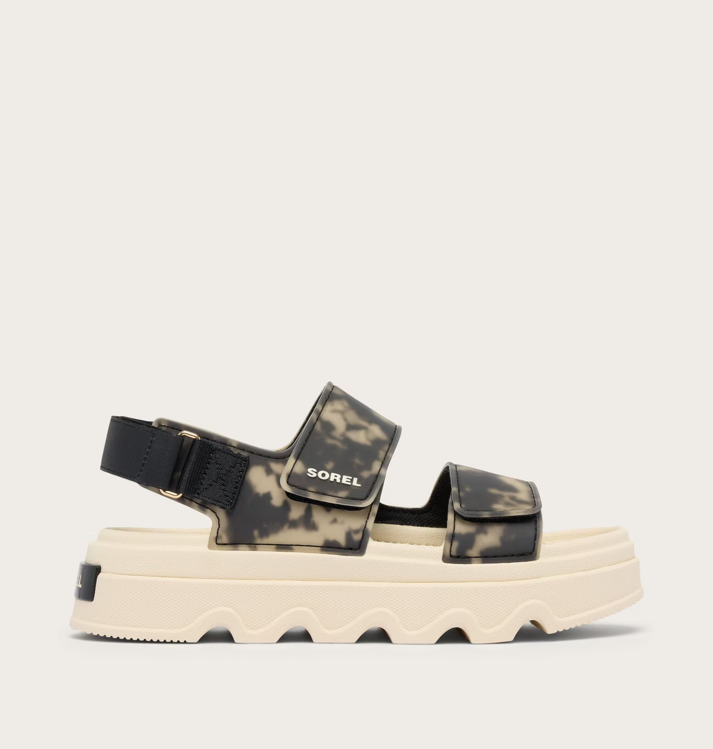 Sorel Women's Kinetic Sunchase Ankle Strap Sandal in Black/Chalk