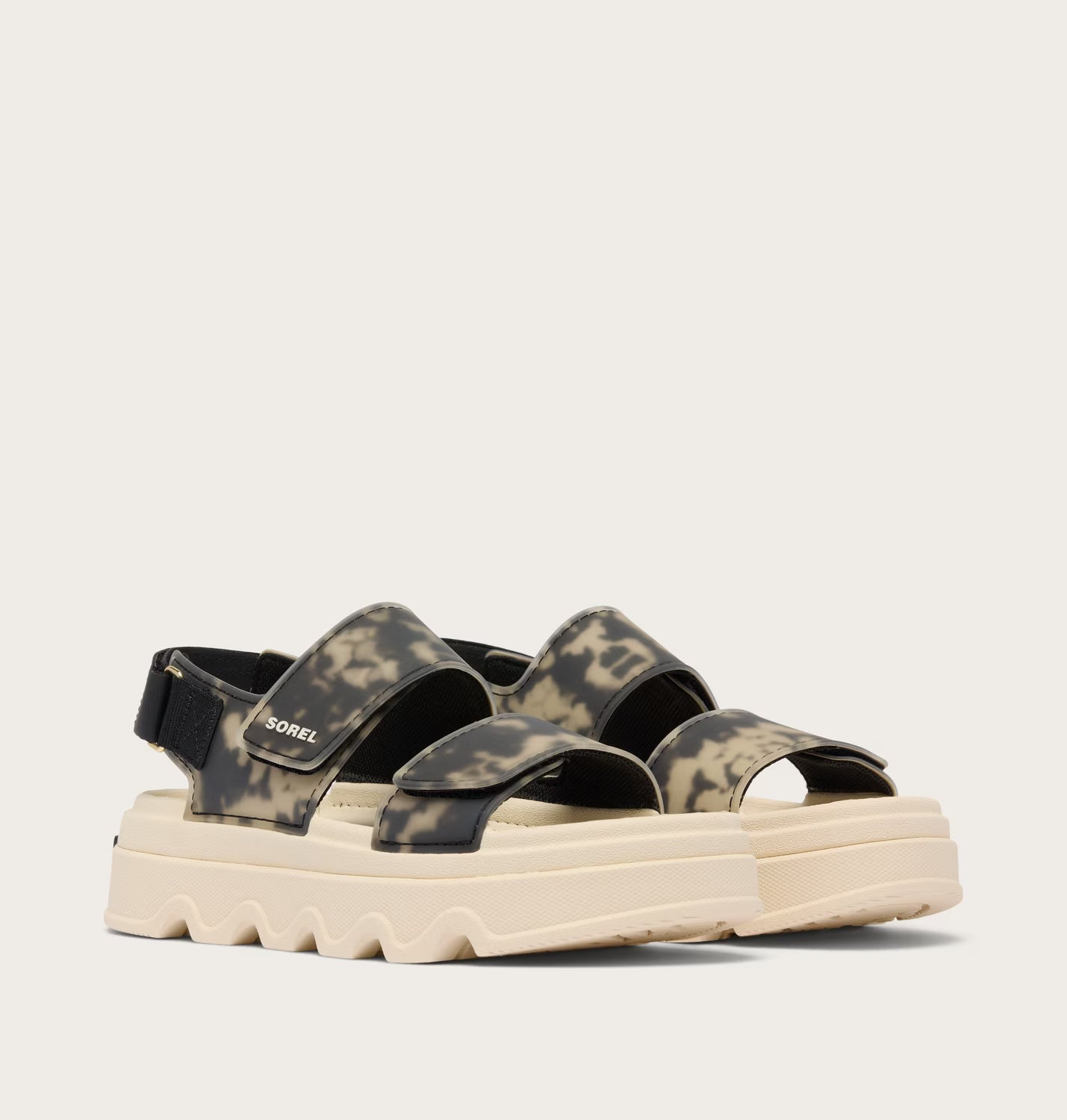Sorel Women's Kinetic Sunchase Ankle Strap Sandal in Black/Chalk