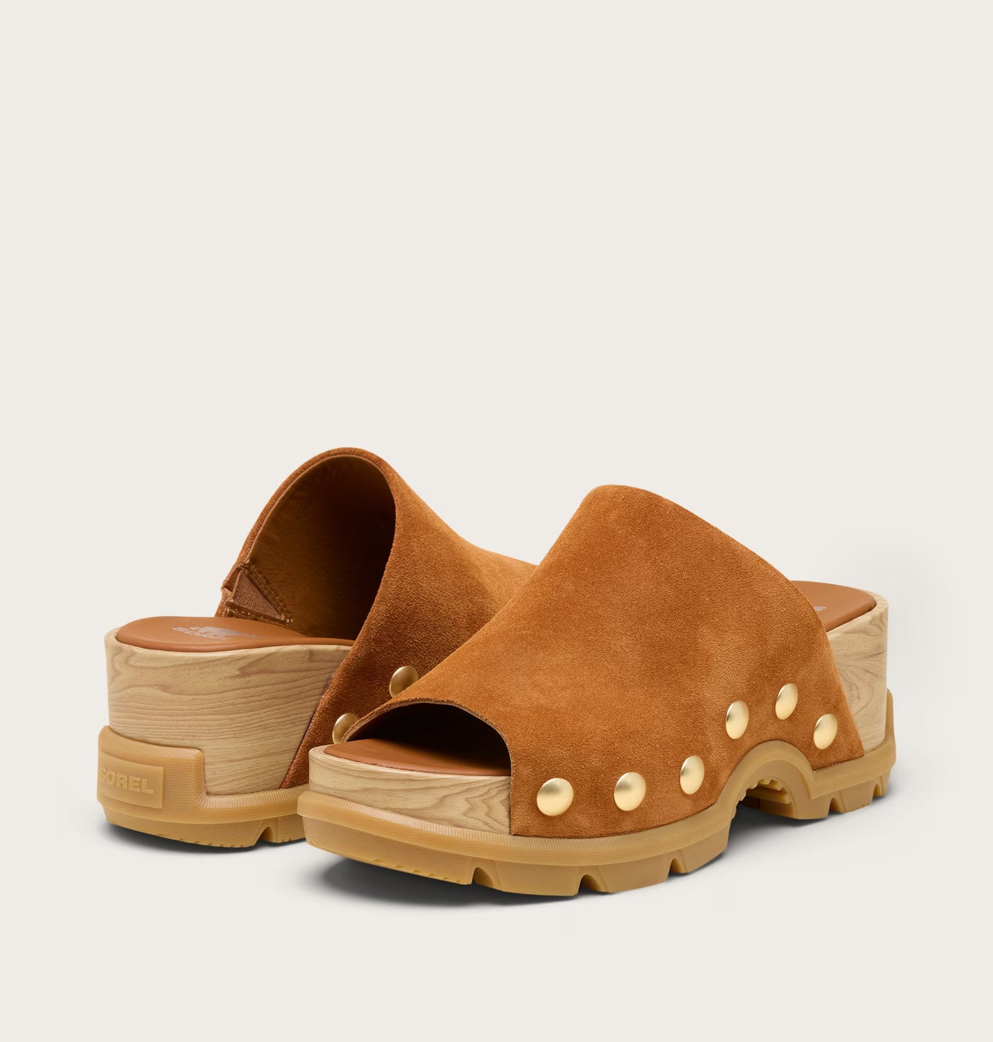 Sorel Women's Roam'n Heeled Slide Sandal in Iced Tea/Gum