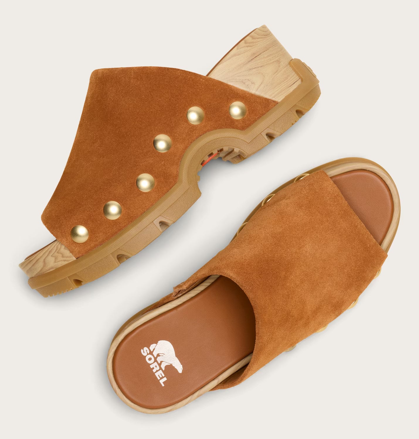 Sorel Women's Roam'n Heeled Slide Sandal in Iced Tea/Gum