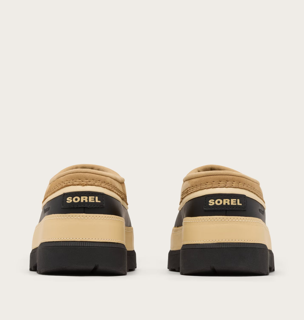Sorel Women's Ambler Waterproof Slip On Clog in Caribou Buff/Black