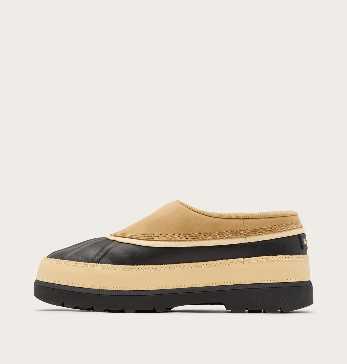 Sorel Women's Ambler Waterproof Slip On Clog in Caribou Buff/Black