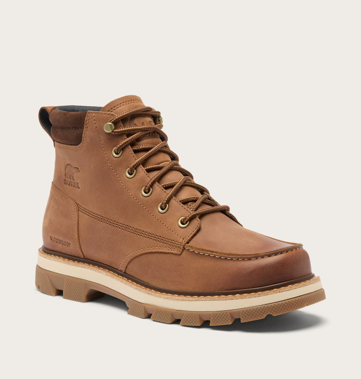 Sorel Men's Lark-47 Moc Toe Waterproof Boot in Velvet Tan/Tobacco