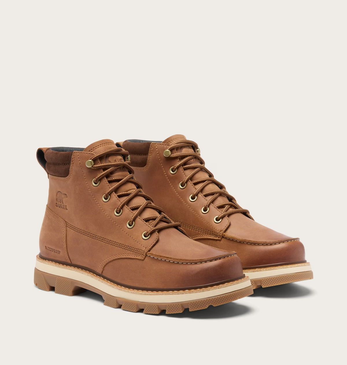 Sorel Men's Lark-47 Moc Toe Waterproof Boot in Velvet Tan/Tobacco