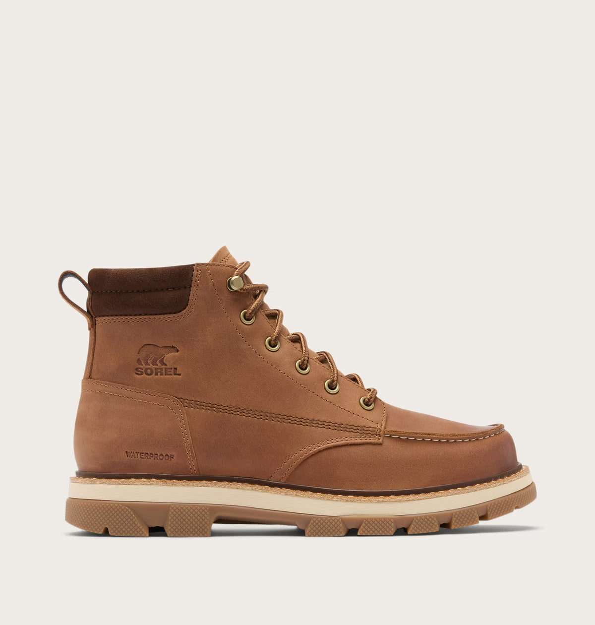 Sorel Men's Lark-47 Moc Toe Waterproof Boot in Velvet Tan/Tobacco