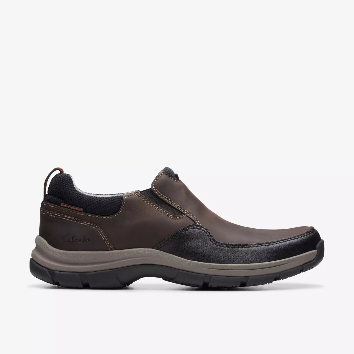 Clarks Men's Walpath Step Waterproof Slip On in Dark Brown