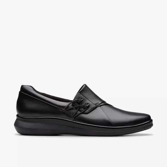 Clarks Women's Lynell Leather Slip On in Black