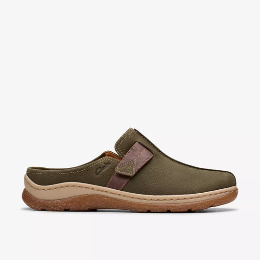 Clarks Women's Orlene Clog in Olive Combination Nubuck