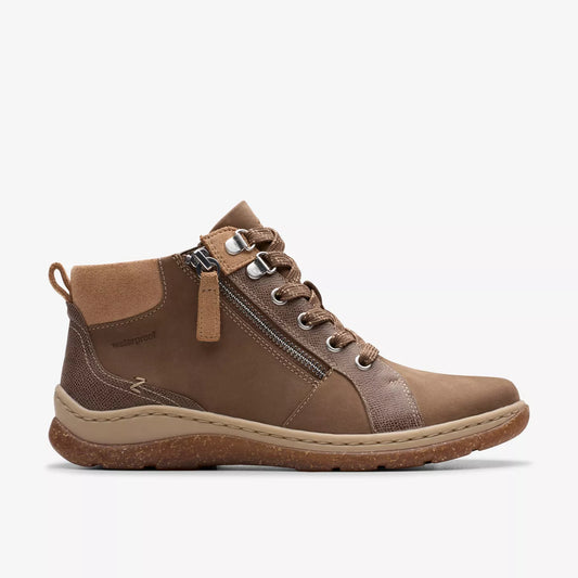 Clarks Women's Orlene Top Waterproof Boots in Dark Sand Nubuck