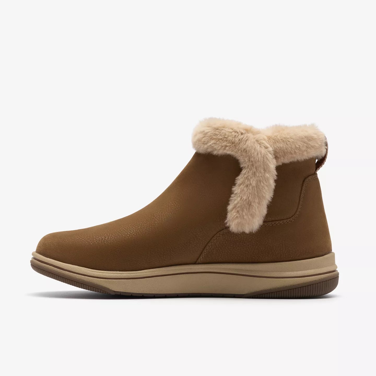 Clarks Women's Breeze Fur Boot in Dark Tan Combination