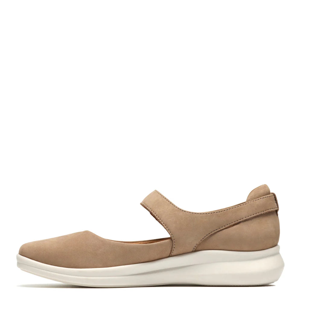 Clarks Women's Lynell Strap Mary Jane in Taupe Nubuck