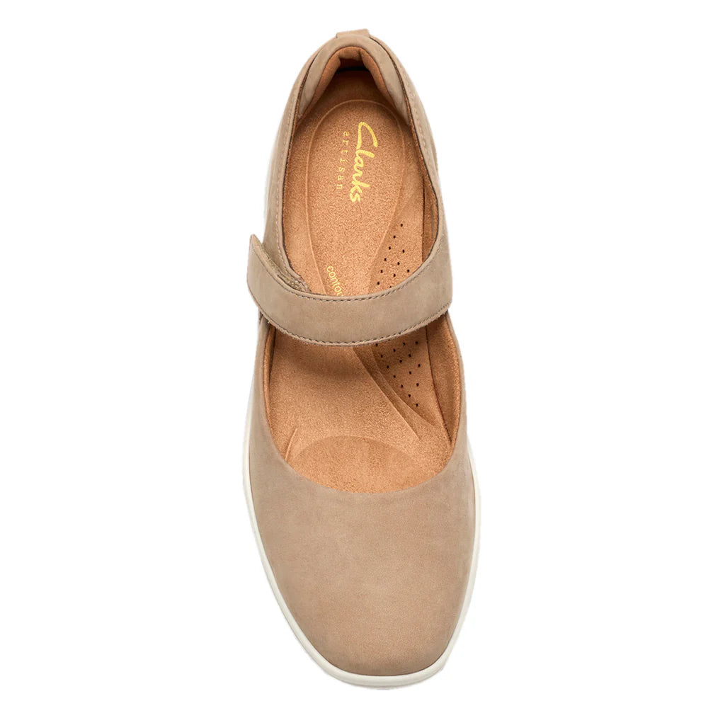 Clarks Women's Lynell Strap Mary Jane in Taupe Nubuck