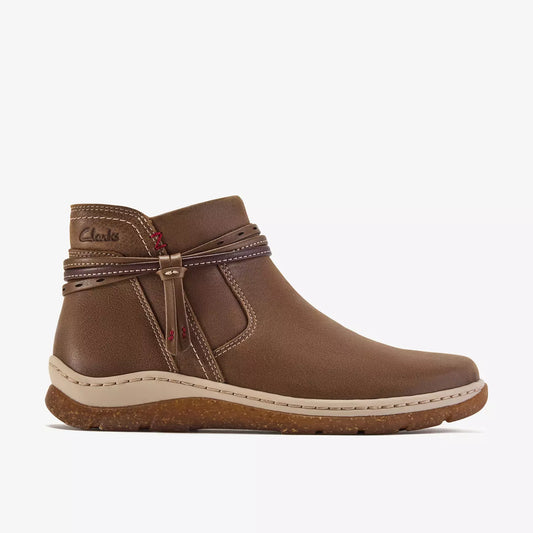 Clarks Women's Orlene Roam Side Zip Boot in Walnut