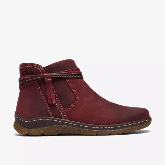 Clarks Women's Orlene Roam Side Zip Boot in Dark Red