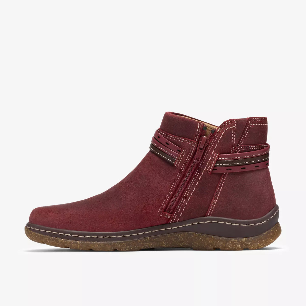 Clarks Women's Orlene Roam Side Zip Boot in Dark Red