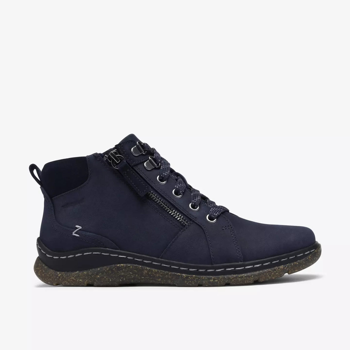 Clarks Women's Orlene Top Side Zip Waterproof Lace Boot in Navy