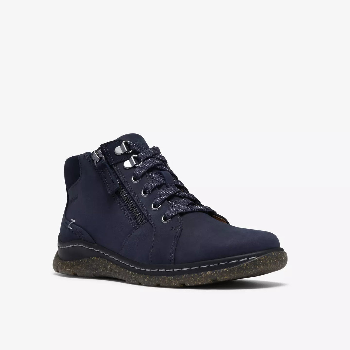 Clarks Women's Orlene Top Side Zip Waterproof Lace Boot in Navy
