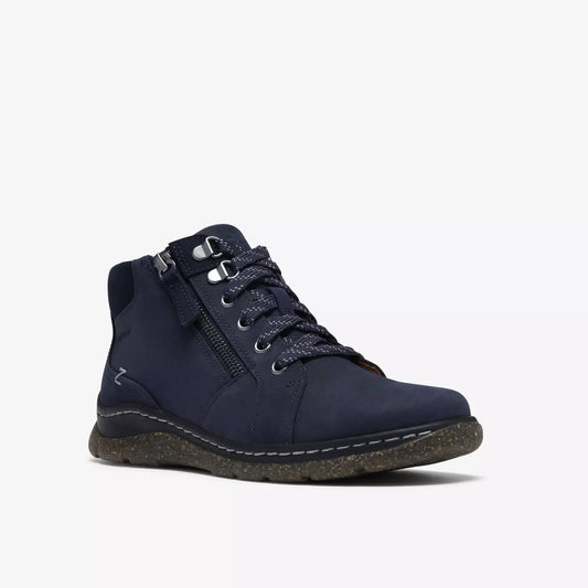 Clarks Women's Orlene Top Side Zip Waterproof Lace Boot in Navy