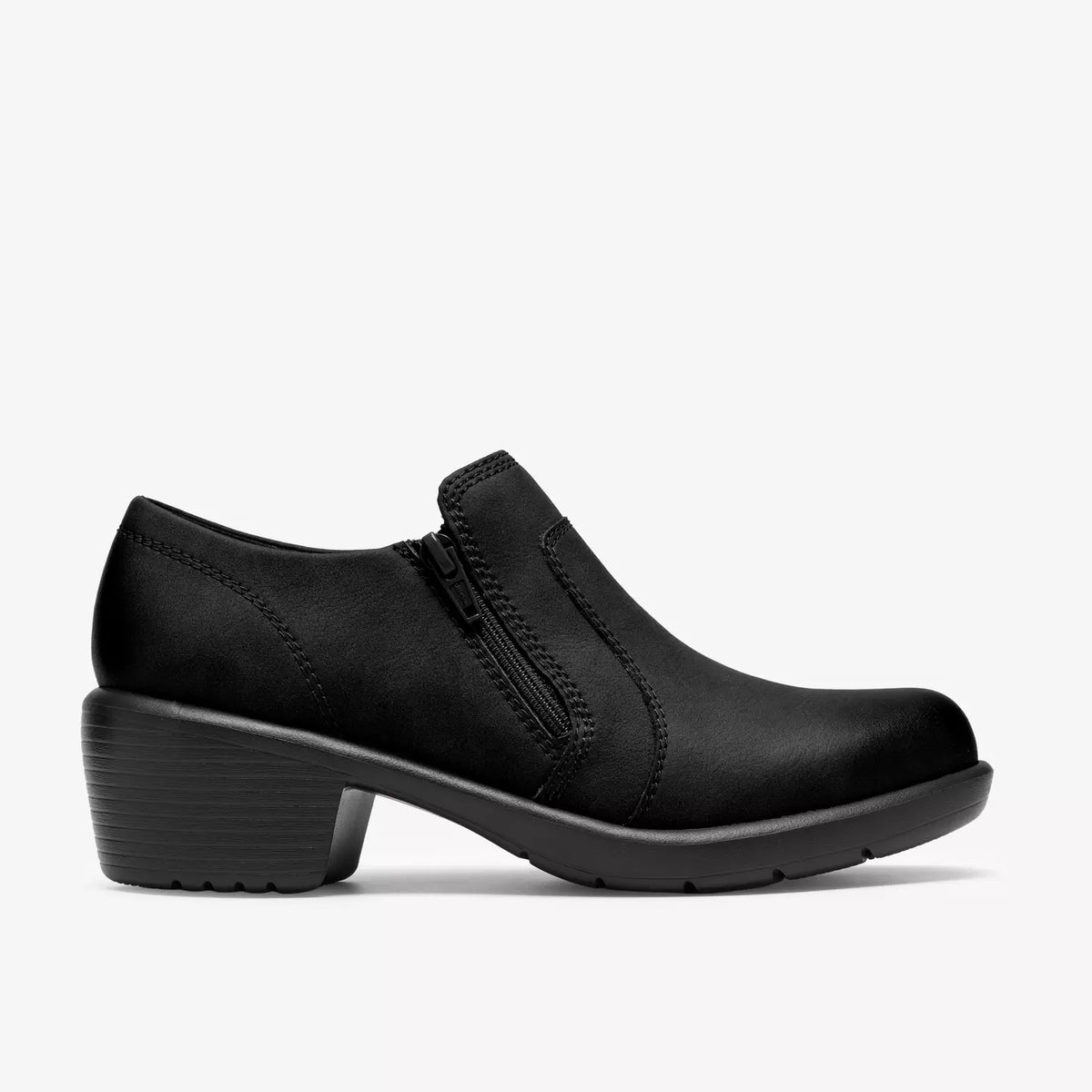 Clarks Women's Kynnzie Zip Heeled Shoe in Black