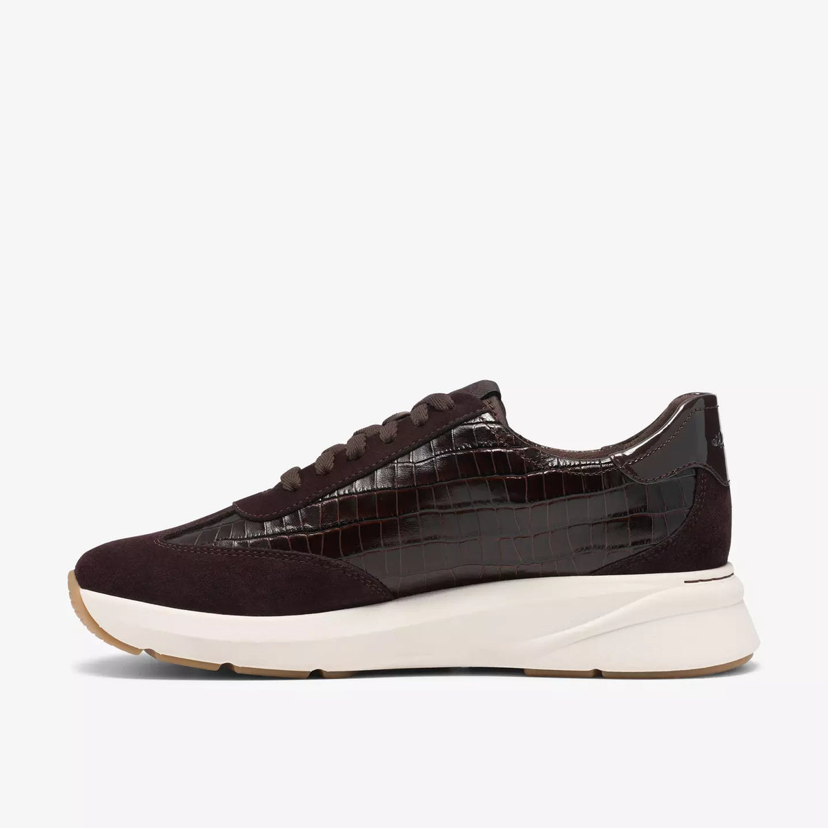 Clarks Women's Code Run Side Zip Lace Sneaker in Dark Brown Combination