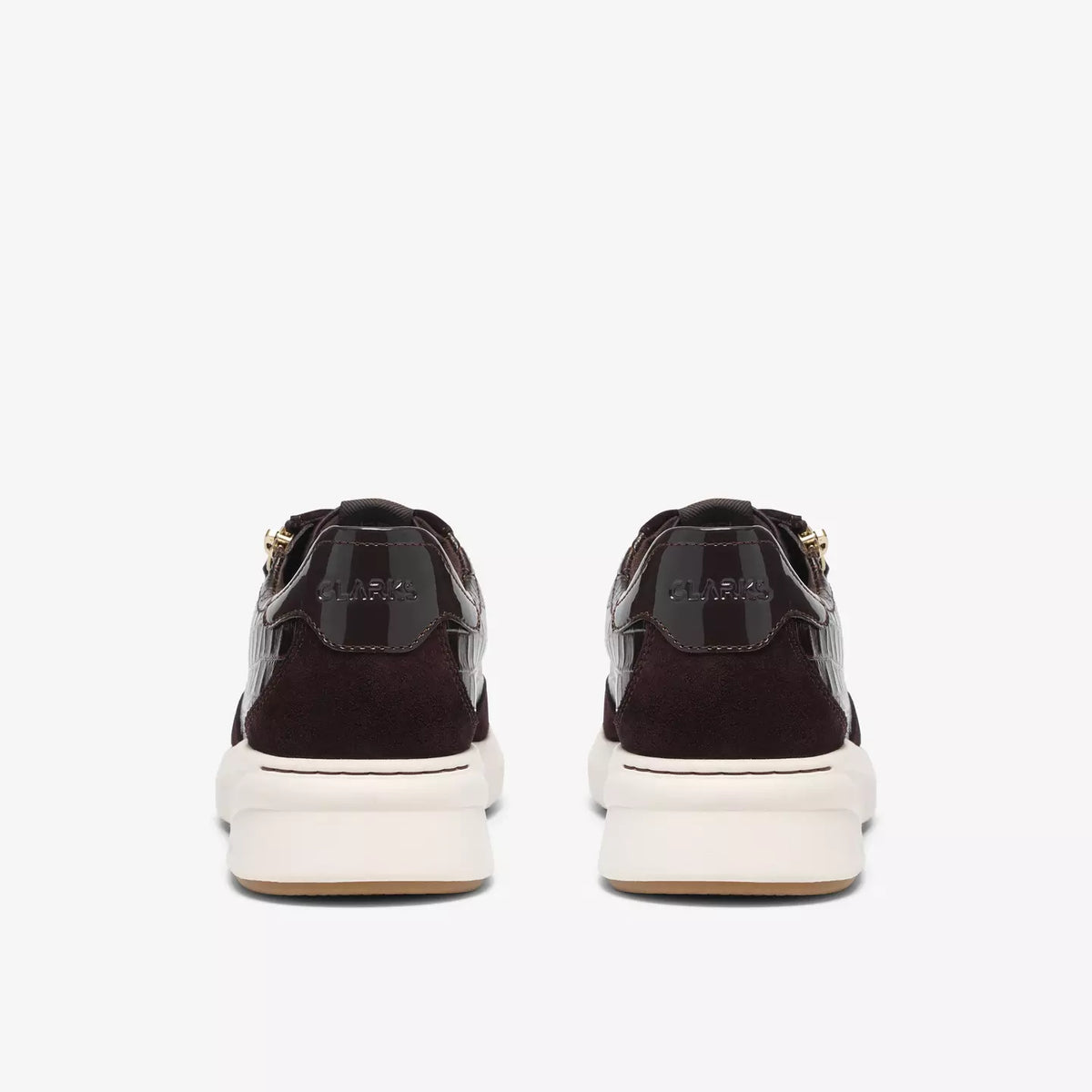 Clarks Women's Code Run Side Zip Lace Sneaker in Dark Brown Combination