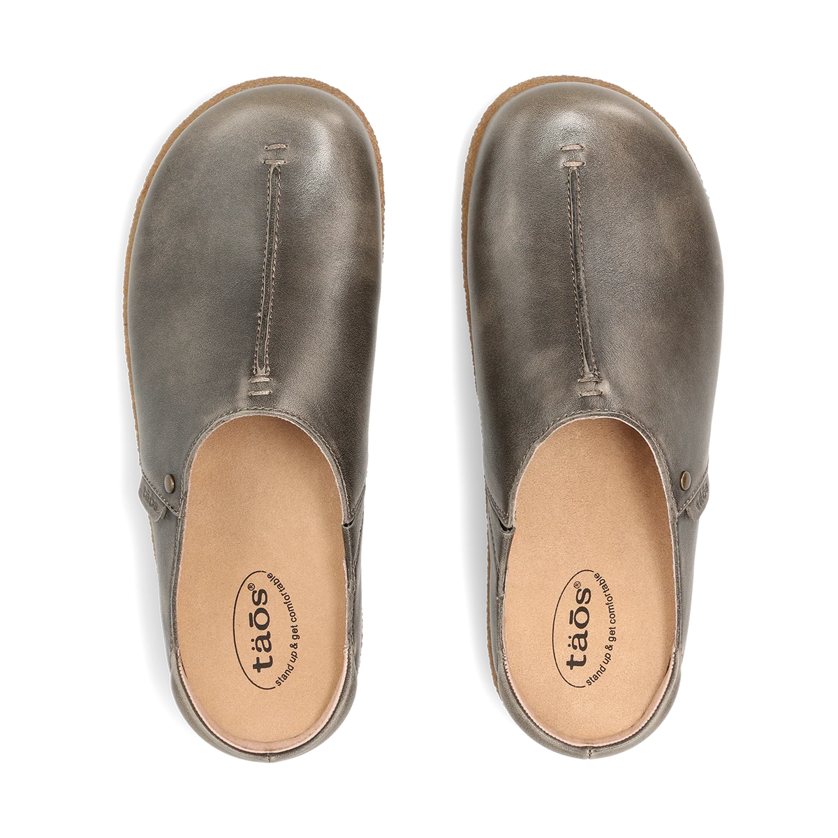 Taos Women's Upside Leather Slip On Clog in Olive Fatigue